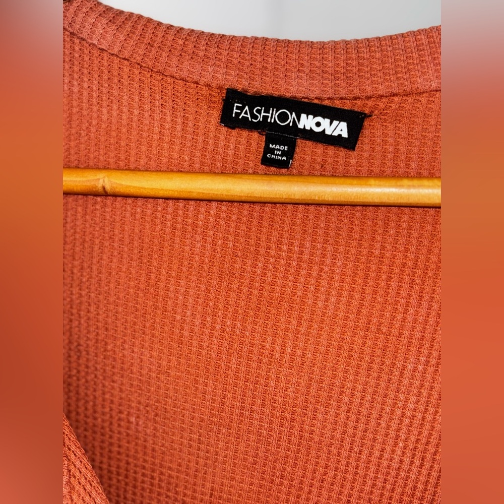 Rust Button-Up Oversized Long Shirt and Pants Set - Picture 12 of 13